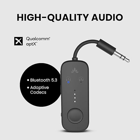 Avantree Relay - Airplane Bluetooth 5.3 Adapter with Qualcomm aptX Adaptive, Supports 2 AirPods or Headphones, 20Hr Playtime, 3.5mm AUX Wireless Audio Transmitter for Travel Flight, Airline, Gym - Image 4