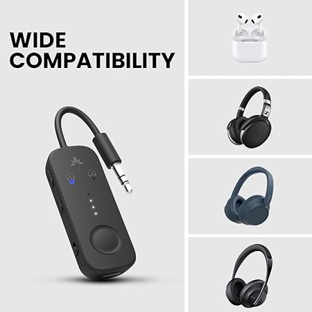 Avantree Relay - Airplane Bluetooth 5.3 Adapter with Qualcomm aptX Adaptive, Supports 2 AirPods or Headphones, 20Hr Playtime, 3.5mm AUX Wireless Audio Transmitter for Travel Flight, Airline, Gym - Image 3