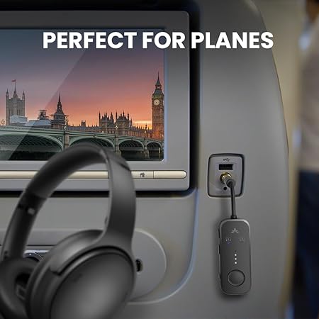 Avantree Relay - Airplane Bluetooth 5.3 Adapter with Qualcomm aptX Adaptive, Supports 2 AirPods or Headphones, 20Hr Playtime, 3.5mm AUX Wireless Audio Transmitter for Travel Flight, Airline, Gym - Image 5