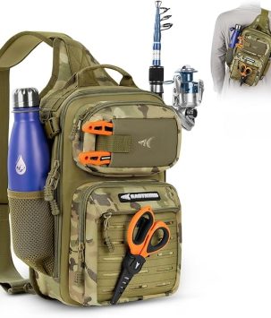KastKing BlowBak Tactical Sling Tackle Bag-Lightweight Fishing Backpack Storge Fishing Gear and Equipment,Gift for Men