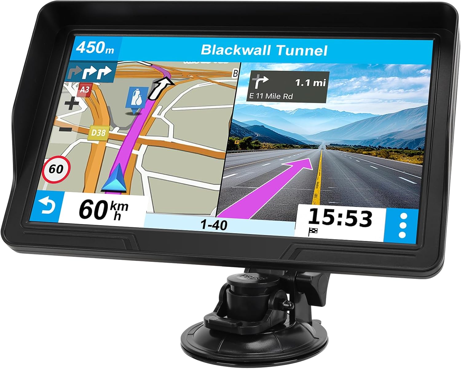GPS Navigator for Car Truck RV, 9 inch Touch Screen Latest 2025 Map, Real Voice Spoken Turn-by-Turn Direction Reminding Navigation System for Cars, Vehicle GPS with Speed and Red Light Warning (Black)