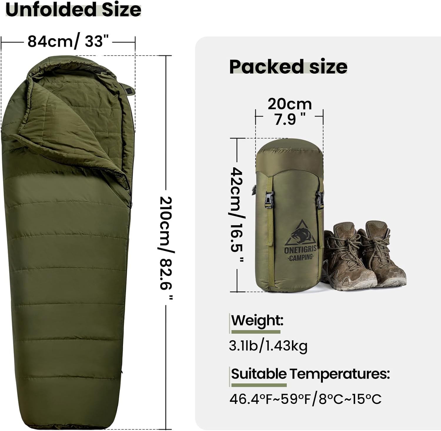 OneTigris Bushcrafter’s Sleeping Bags, Mummy Sleeping Bag for Camping Hiking Backpacking, Survival Gear - Image 3