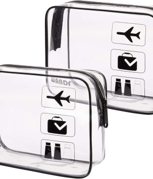 TSA Approved Clear Travel Toiletry Bag wih Zippers Carry-on Travel Accessories Quart Size Toiletries Cosmetic Pouch Makeup Bags for Men and Women (2 pcs)